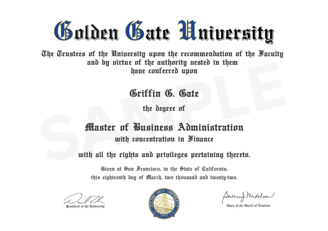 Golden gate sample certificate