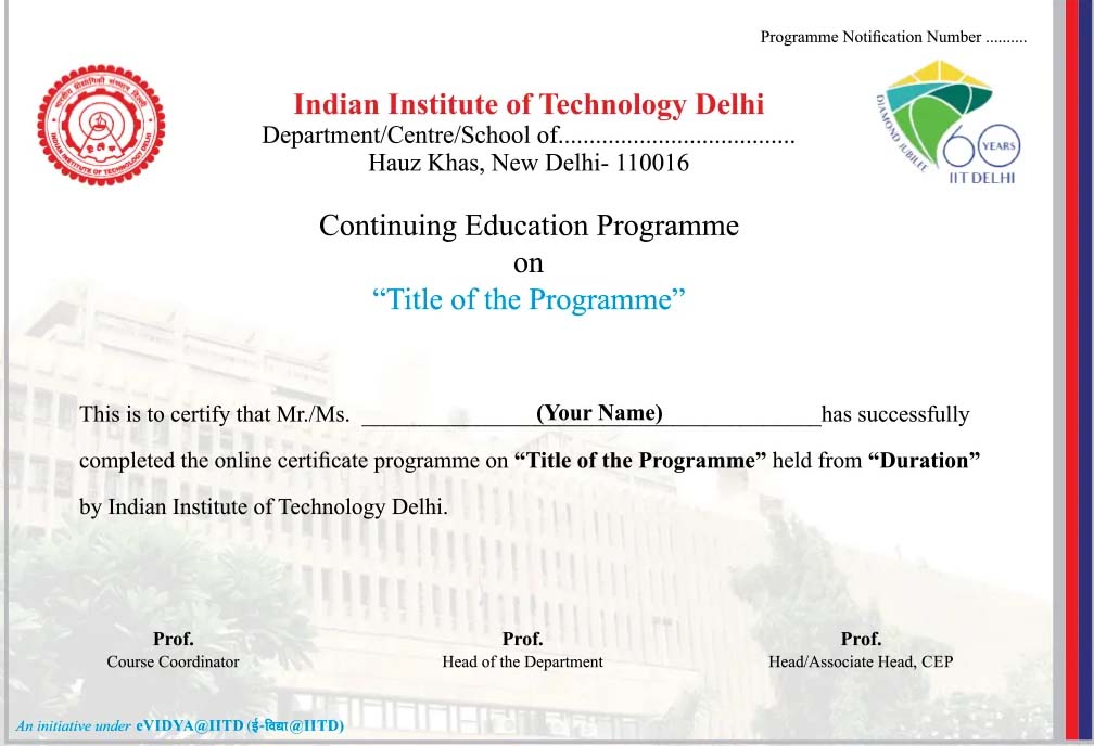 IIIT Delhi sample certificate