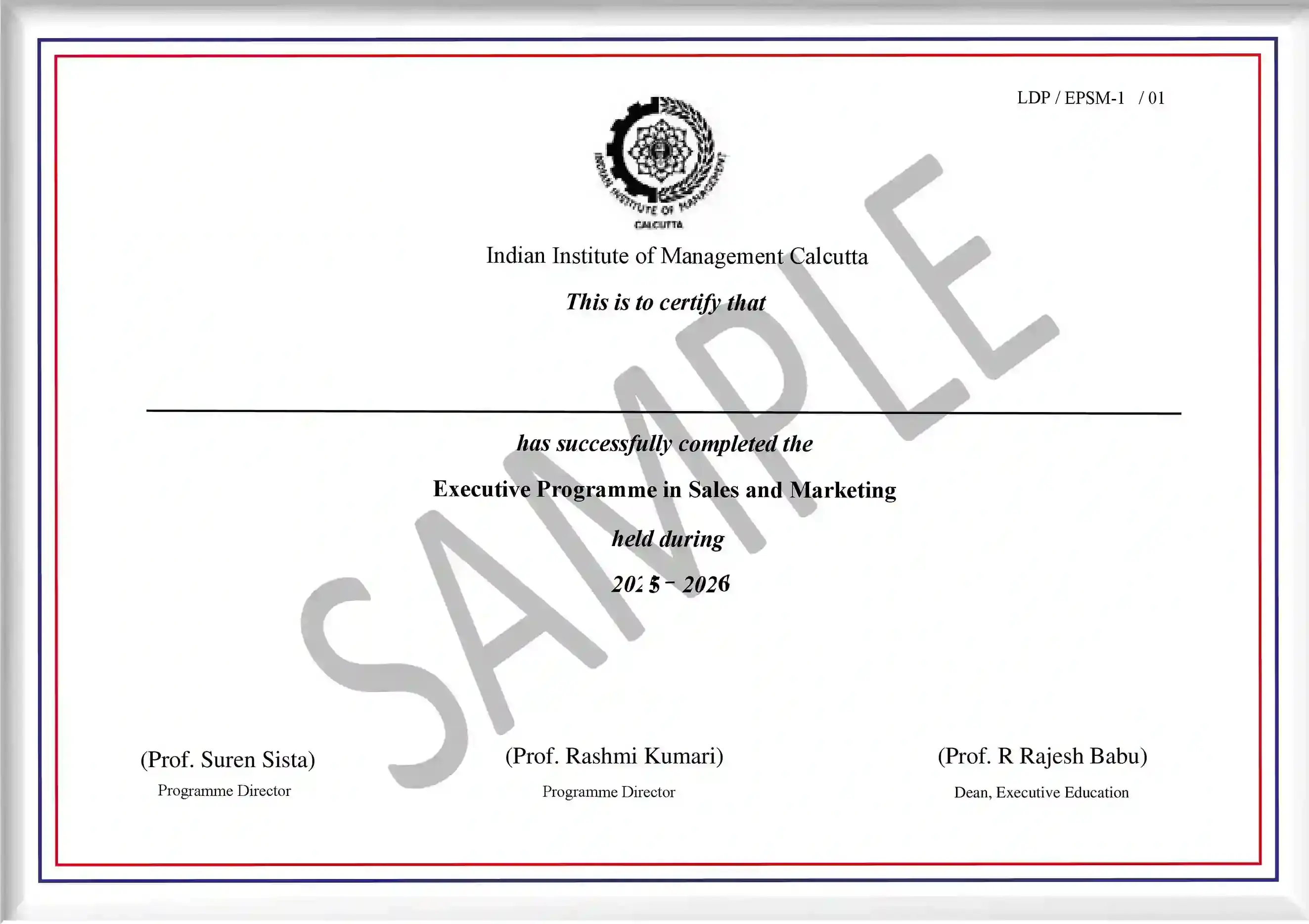 IIM_Caucatta_Sample_Certificate