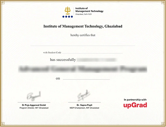 IMT Ghaziabad sample certificate..