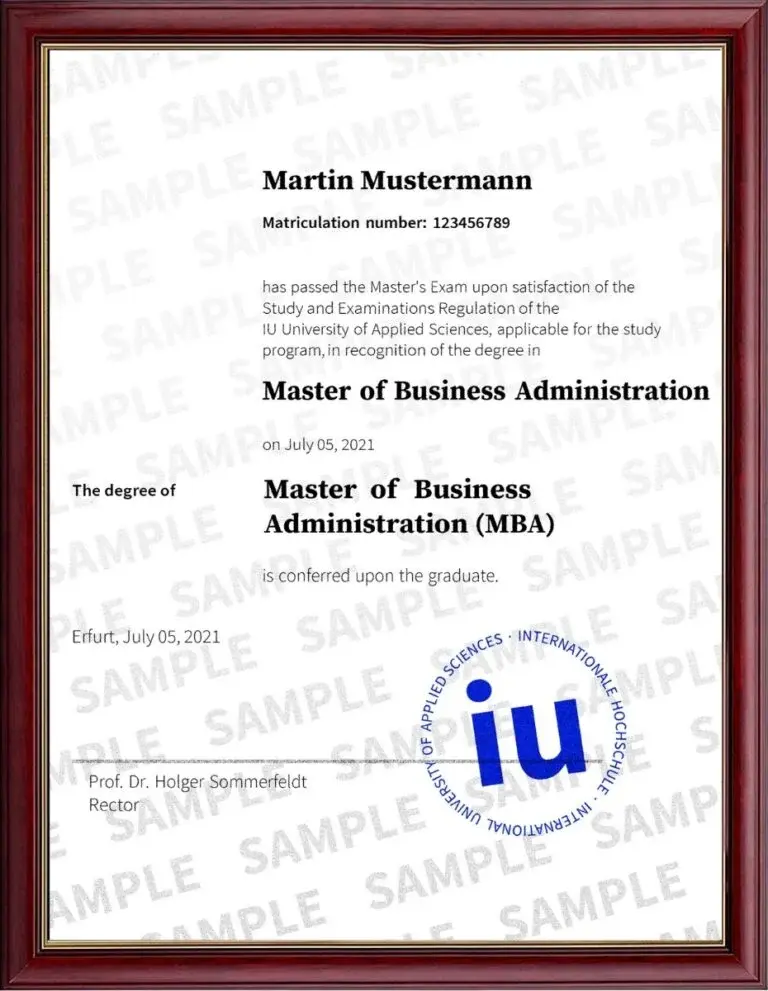 IU University_MBA Degree Sample