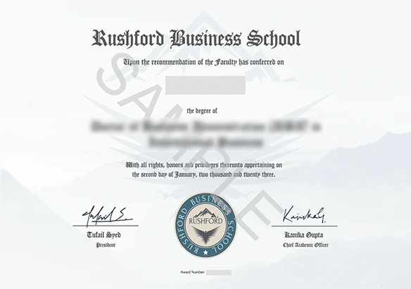 Rushford Sample Certificate