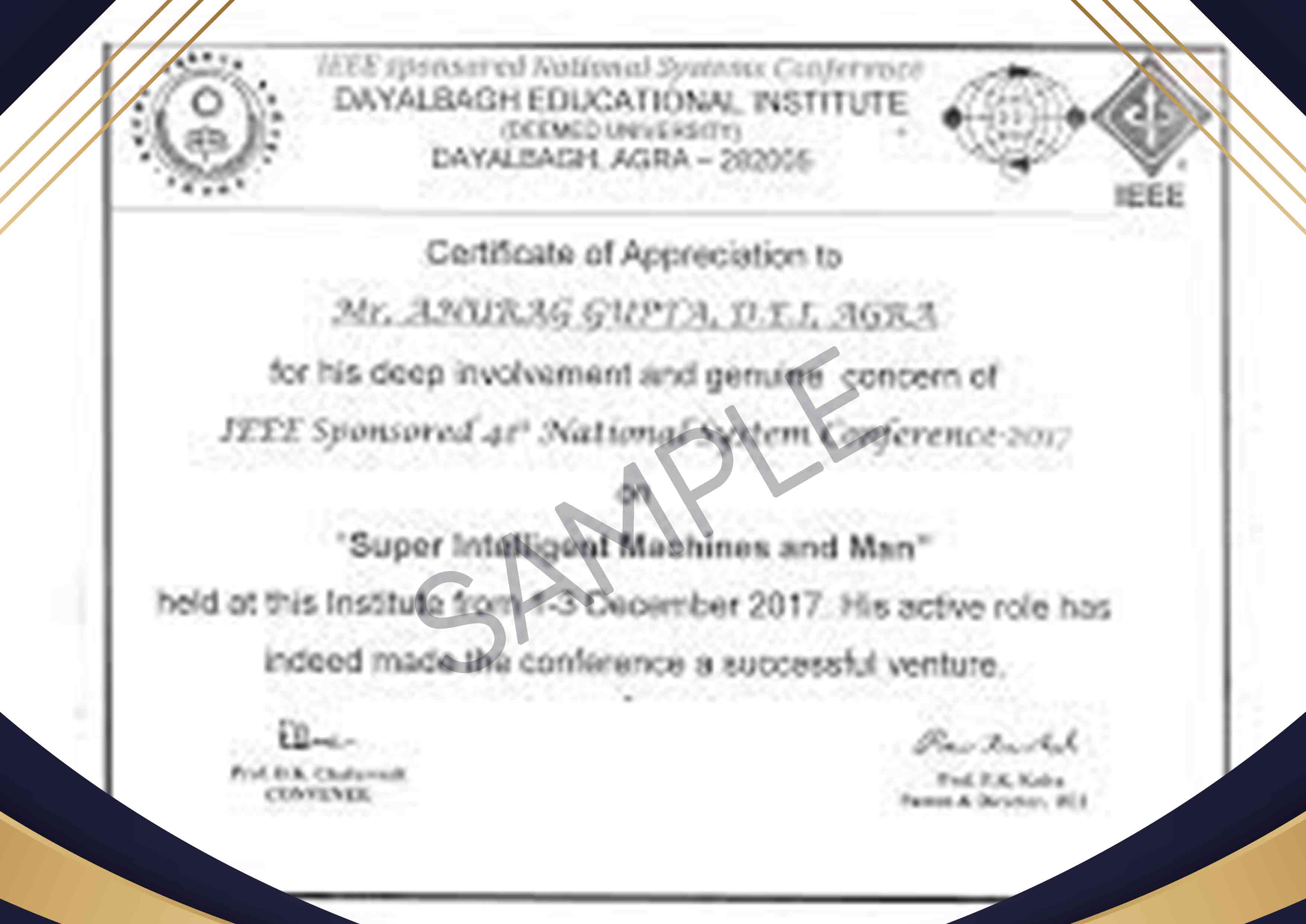 dayalbagh sample certificate