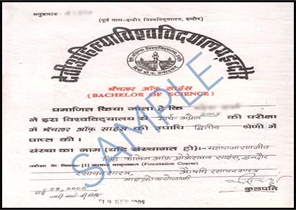 devi ahilya viswavidyalay sample certificate