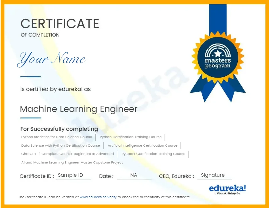 edureka master sample courses certificate