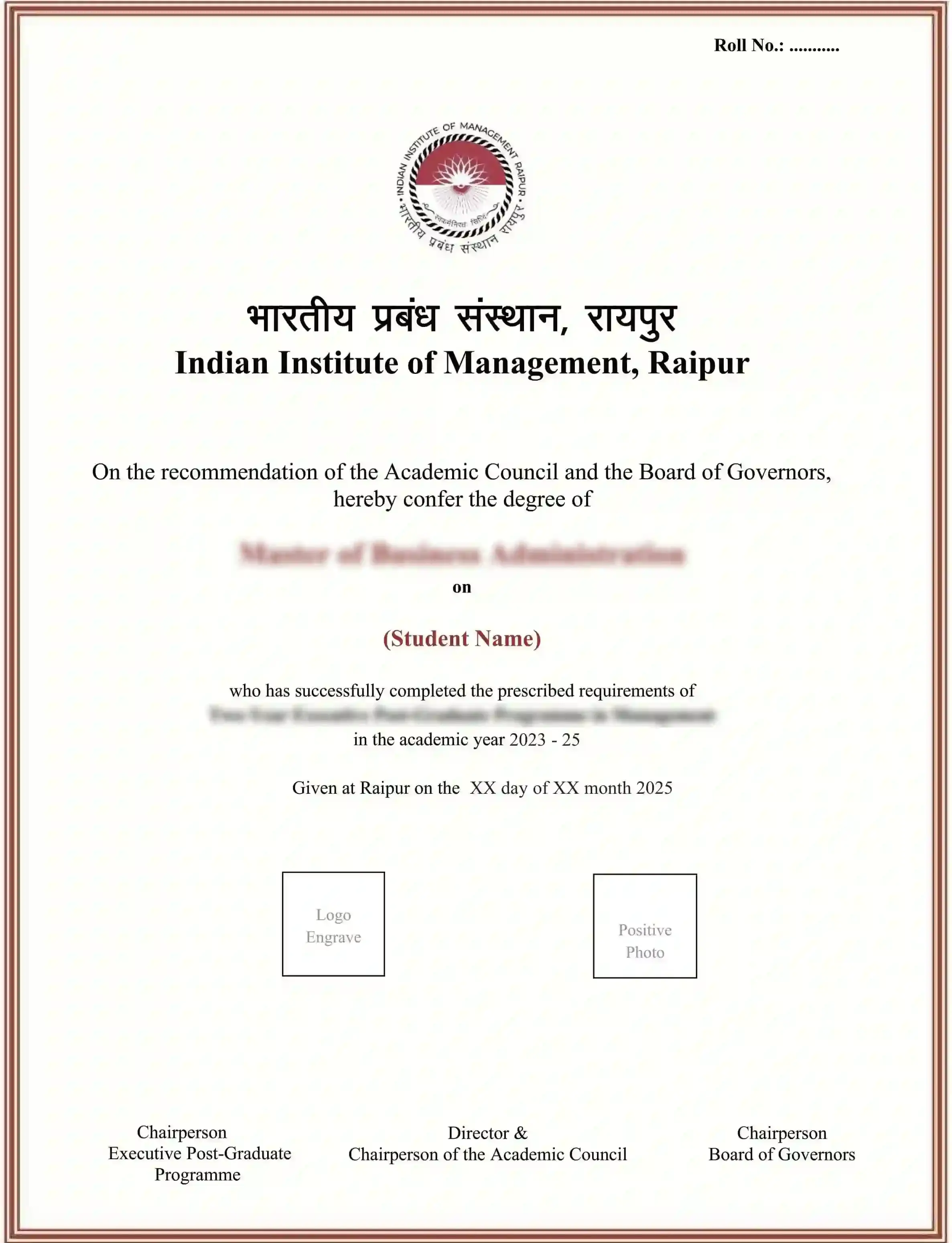 iim raipur sample certificate_