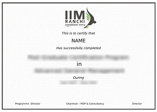 iim ranchi online sample certificate..