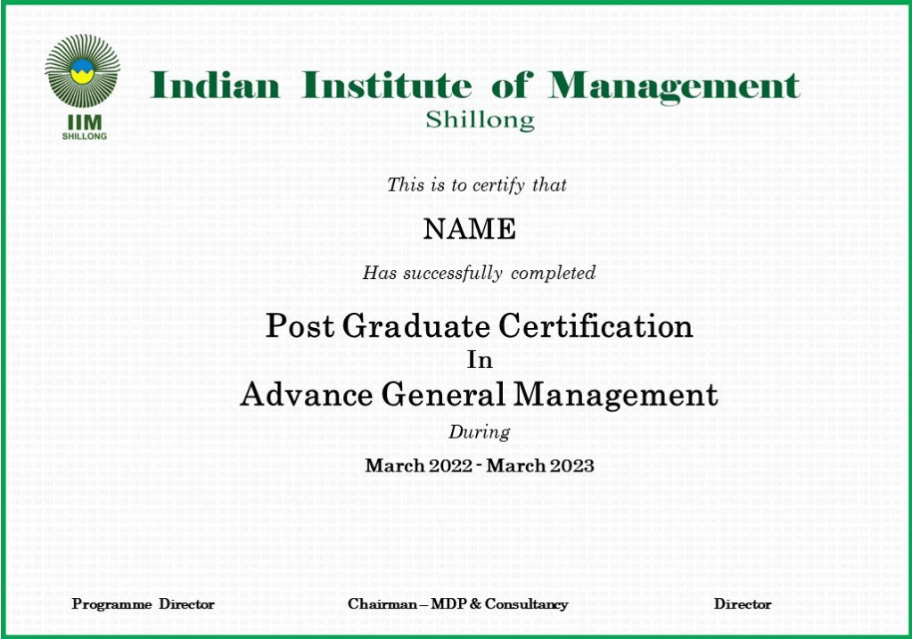 iim shillong sample certificate