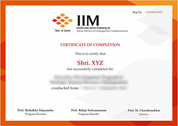 iim visakhapatnam sample certificate..