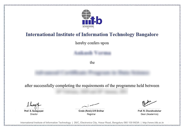 iit bangalore sample certificate..
