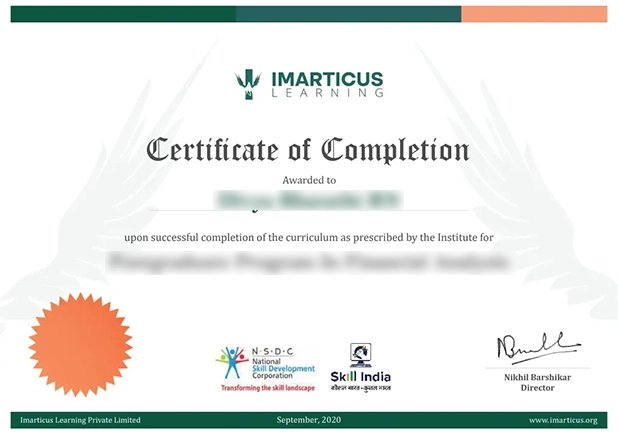 imarticus learning sample certificate..