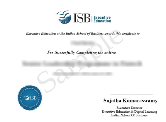 isb executive education sample certificate