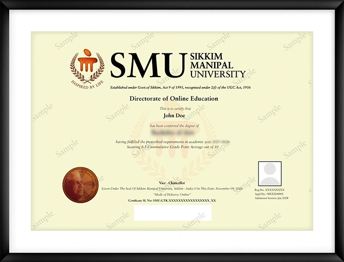 sikkim manipal university sample certificate..