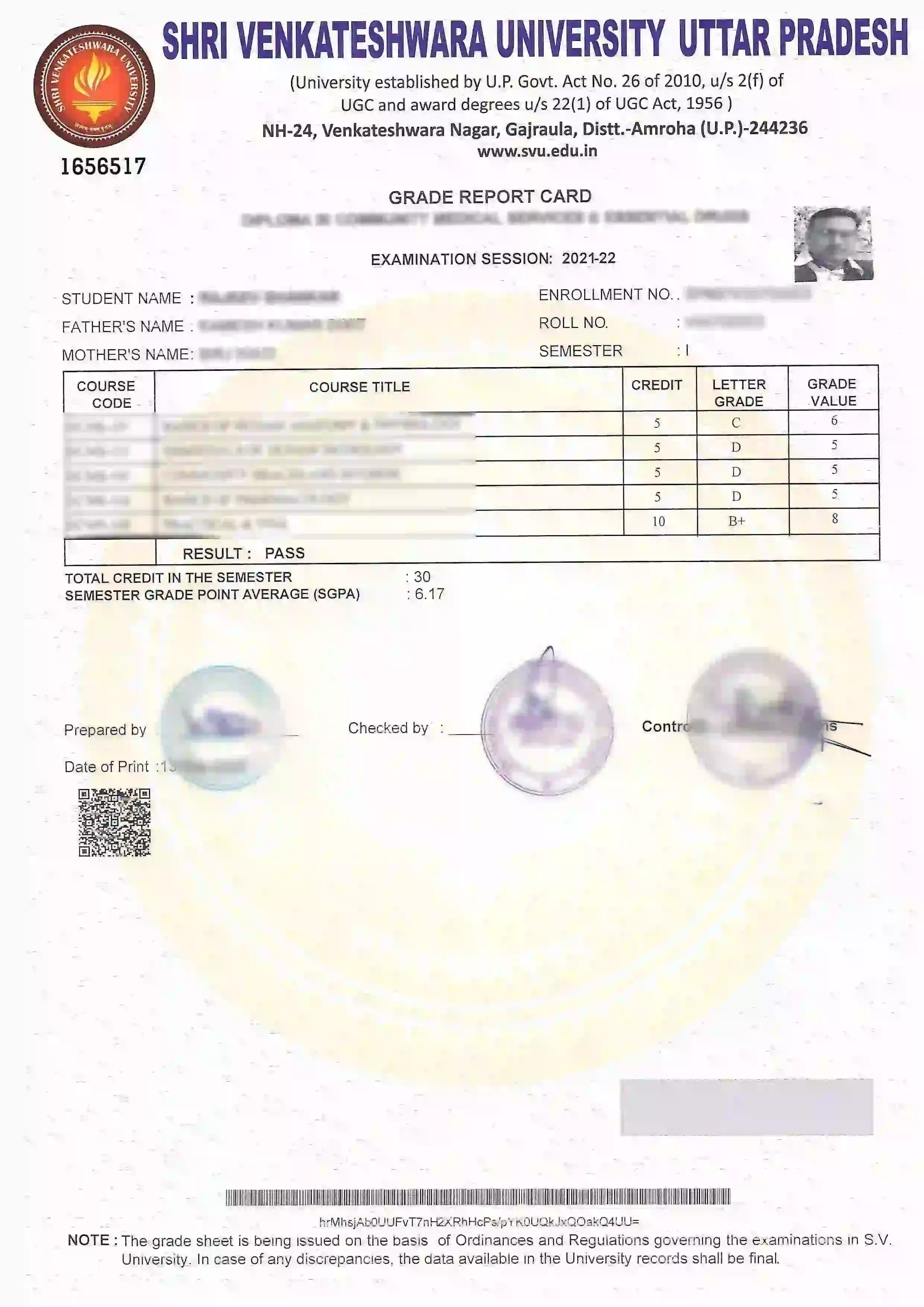 sv university sample certificate