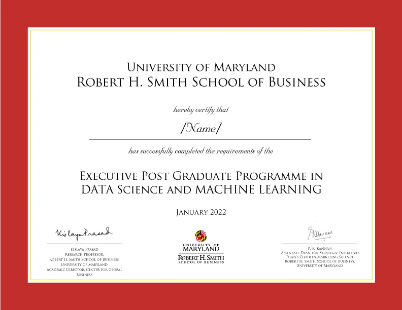 university of maryland online sample certificate