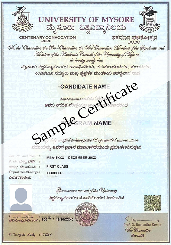 university of mysore sample degree certificate