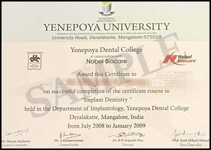 yenepoya university sample certificate