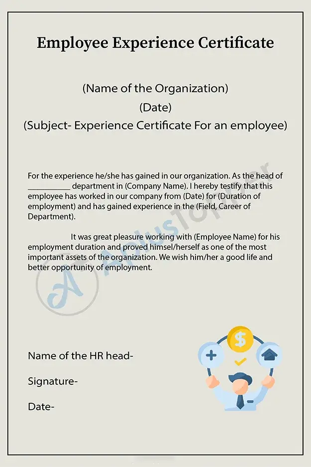 template for experience certificate